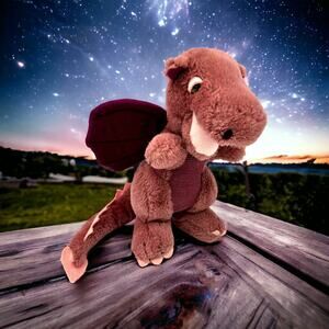 Vintage 1983 Dakin Burgundy Purple Wings Dragon 9" Plush Stuffed Animal Toy